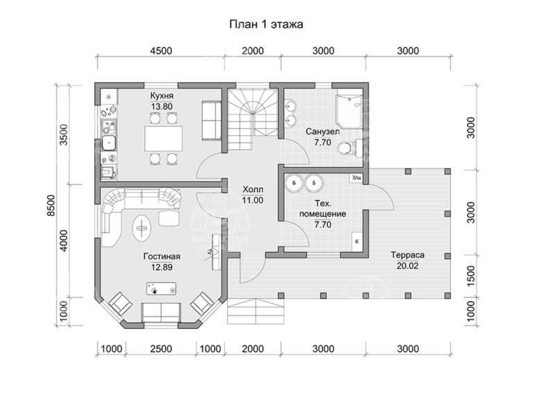 планировка каркасного дома Аквамарин