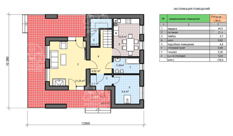 планировка каркасного дома Азурит