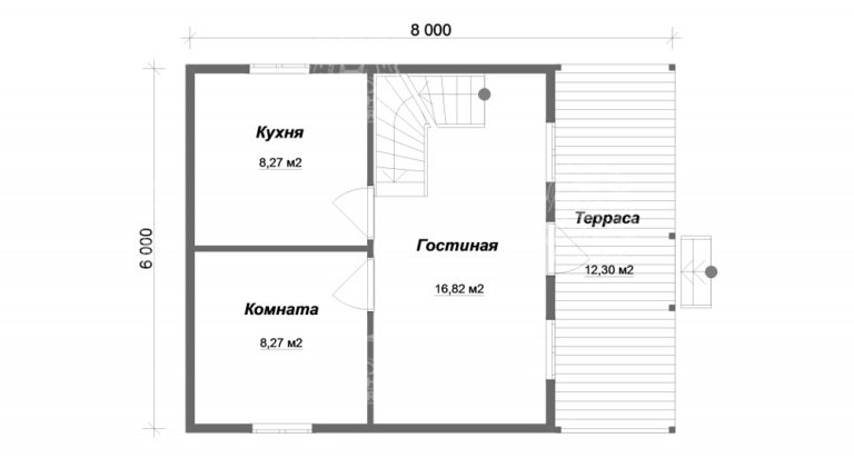 планировка каркасного дома 8x6 Танзанит