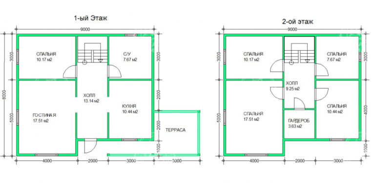 каркасный дом 12x8 планировка
