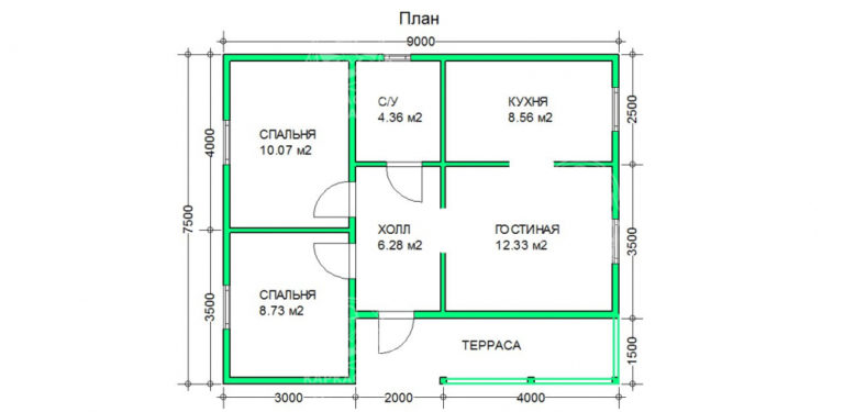 планировка каркасного дома 7,5 на 9