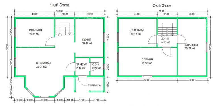 планировка каркасного дома 9x8 Сардоникс