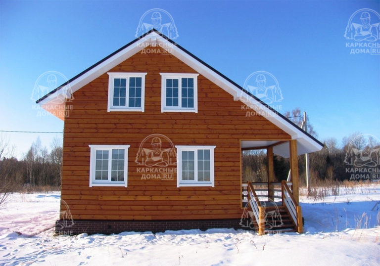 каркасный дом 7,5x8 строительство