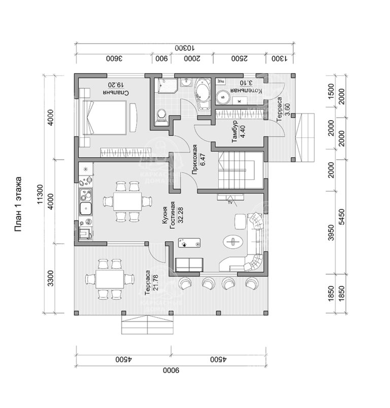 планировка каркасного дома Лазурит