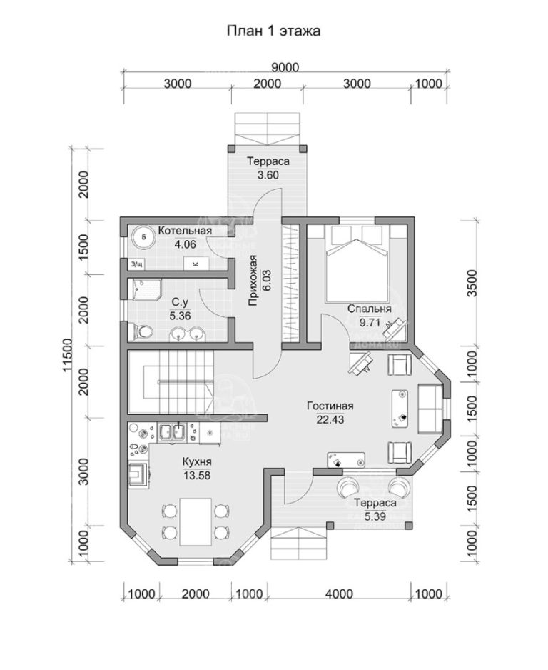планировка каркасного дома Опал