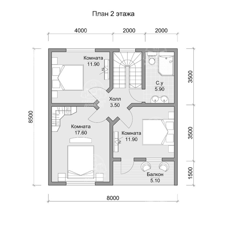 планировка каркасного дома 10,5x8,5