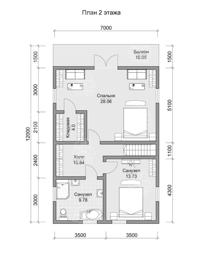 планировка каркасного дома 12x8